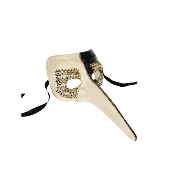 Vintage Long Nose 24kt Gold Sheet Music Venezia Italy Masquerade Face Mask - Picture 10 of 11